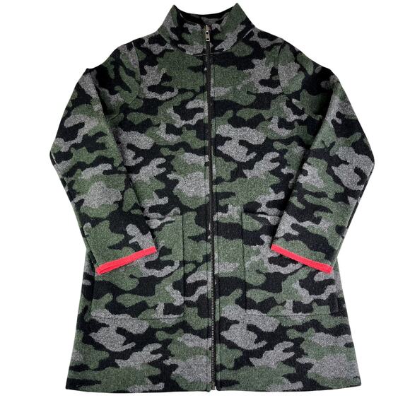 Anthropologie Jackets & Blazers - S Anthropologie Field Flower 100% Wool Camo Zip Sweater Jacket Mock Neck